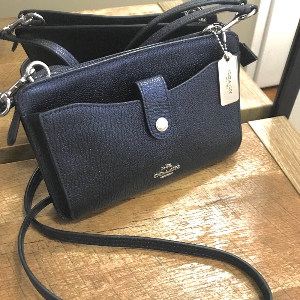 LOWEST Coach Metallic Pebble Leather Crossbody